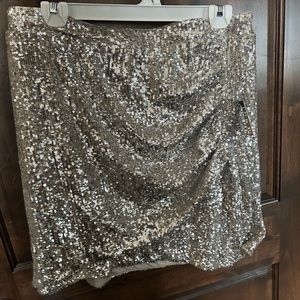 Rose Gold Sequin Mini Skirt